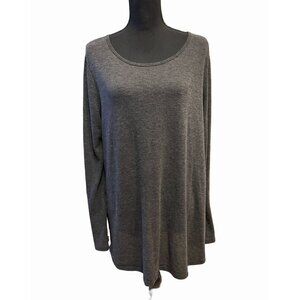 ladies charcoal tunic 3X A-line button lace crochet detail